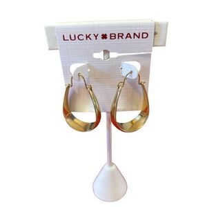 Bright Goldtone Elongated Hoop Earrings. 
Sturdy & Well-Made.